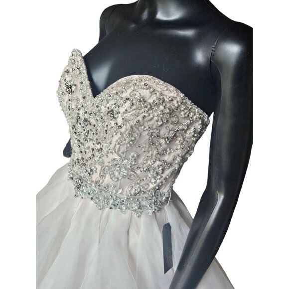 NWOT Sweetheart Strapless Blush Tiered Ball Gown Wedding Dress - Mori Lee - Picture 6 of 14